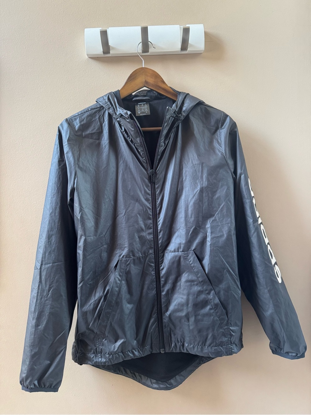 Women’s Black Hooded Windbreaker Jacket - Lightweight Water-Resistant